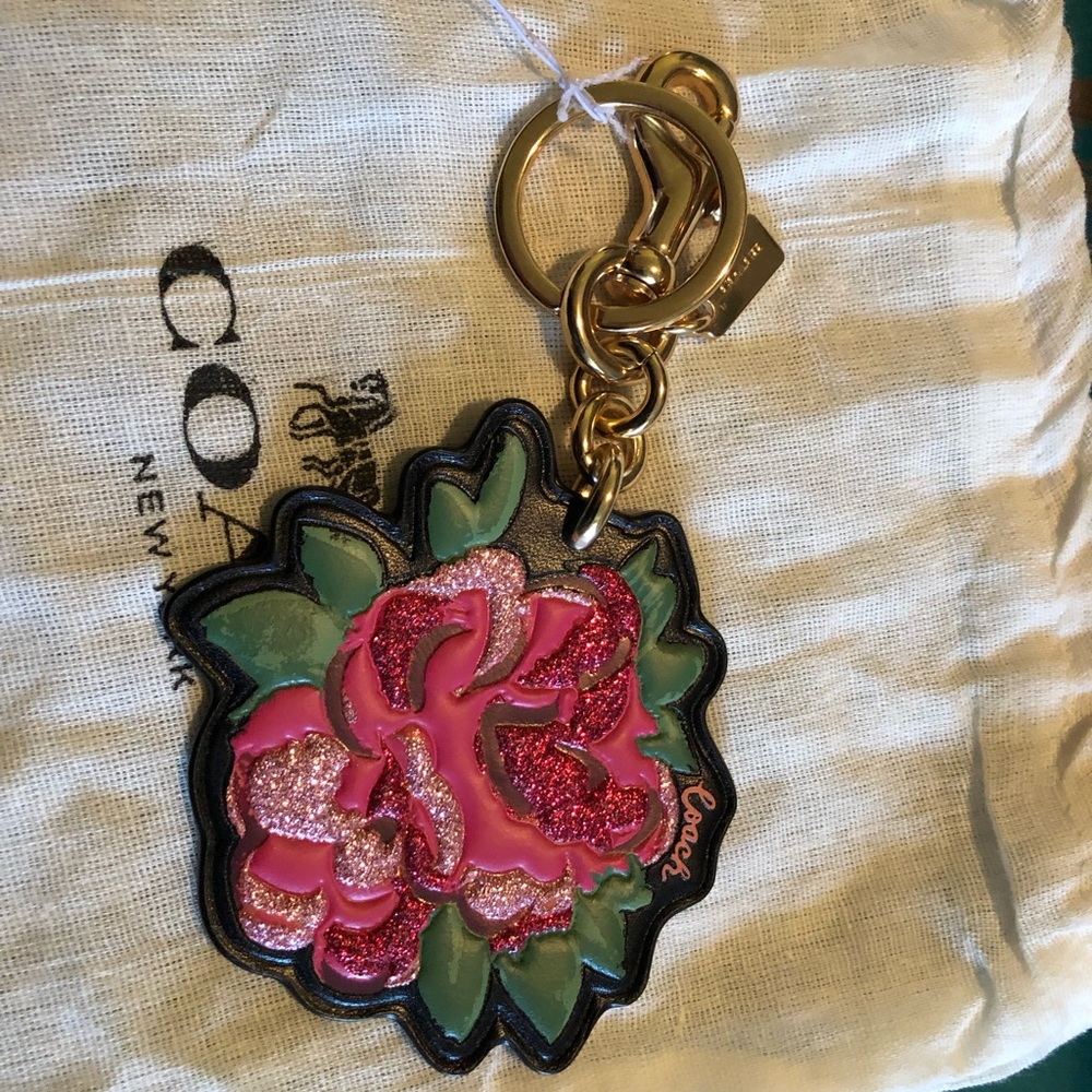 NWT Coach Rose key fob charm